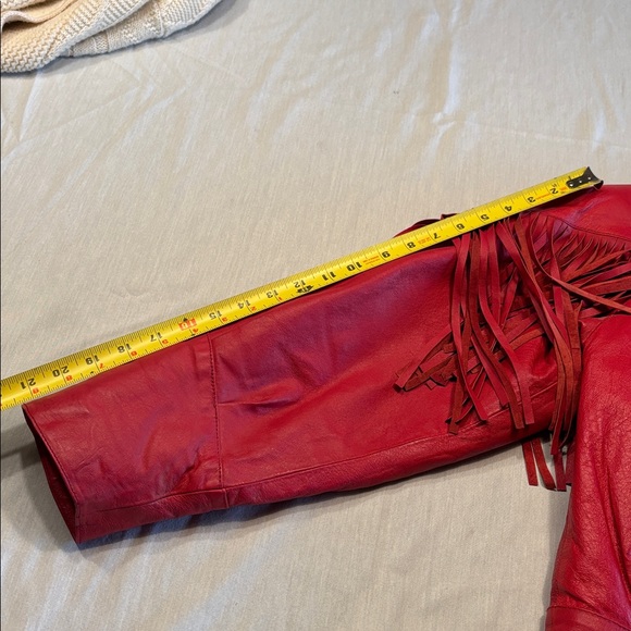 Women's VTG MPW Western 100% Red Fringe Leather Jacket , S , $59 - Picture 14 of 14